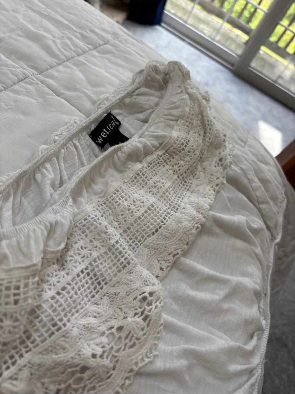 Wet Seal White Crochet-Trim Camisole